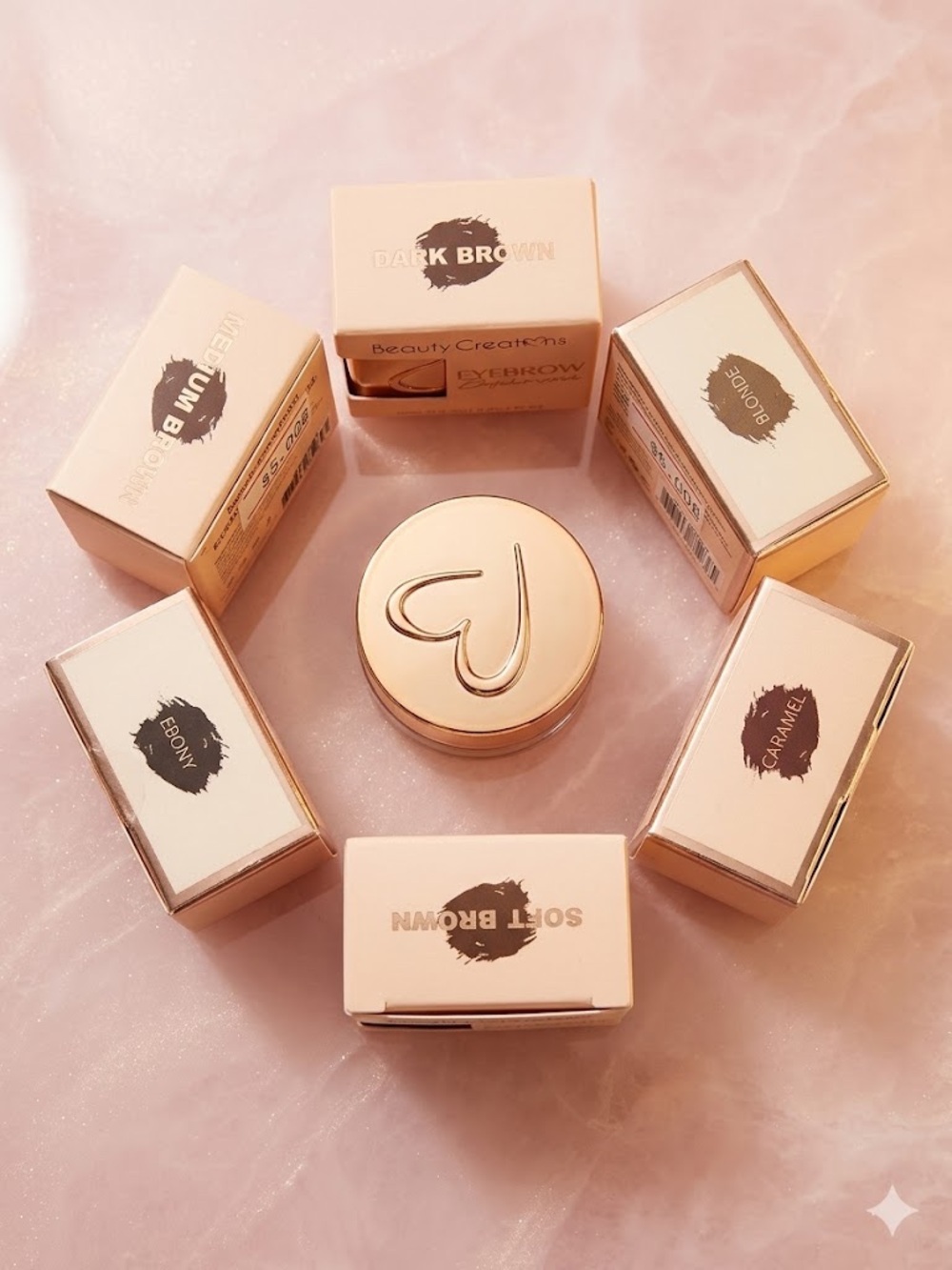 Beauty Creations Eyebrow Pomade Set in Soft Brown with Rose Gold Case